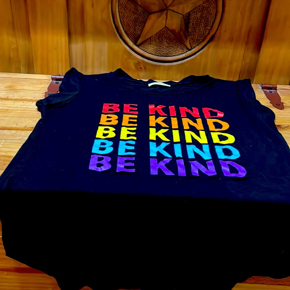 Black with rainbow colors BE KIND tshirt